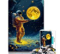 1000 Pieces Jigsaw Puzzle For Adults Teens Astronaut Holding The Moon 1000 Piece Puzzle,Game Toys Every Piece Is Unique - Challenging Family Fun Game (size 75x50cm)