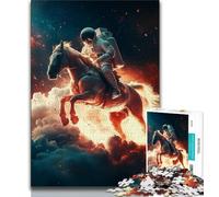 1000 Pieces Jigsaw Puzzle for Adults& Teens Astronaut Riding A Horse 1000 Pieces for Adults,Challenging Game Toys Wall Decoration Unique Birthday And Xmas Gifts 38x26cm