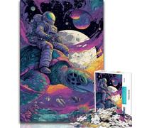 1000 Pieces Jigsaw Puzzle for Adults& Teens Astronaut Riding A Turtle, Challenging Game Gifts,Birthday Present, Gifts for And Age 14 38x26cm