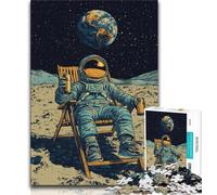 1000 Pieces Jigsaw Puzzle for Adults& Teens Astronaut Sitting on The Moon,Challenging Game Toys for Is Ideal As A Gift for The Whole Family (75x50cm)