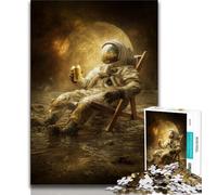 1000 Pieces Jigsaw Puzzle For Adults Teens Astronaut Sitting on The Moon,Stress Reliever Difficult Challenge Every Piece Is Unique - Challenging Family Fun Game 38x26cm