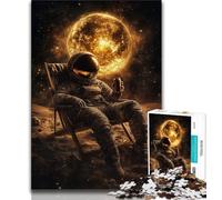 1000 Pieces Jigsaw Puzzle for Adults& Teens Astronaut Sitting on The Moon,Stress Reliever Staycation Kill Time Wishlist with Santa Claus (38x26cm)