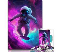 1000 Pieces Jigsaw Puzzle for Adults& Teens Astronaut Surfing Adult Puzzles,Family Game Stress Reliever Difficult Challenge Suitable for Couples 75x50cm