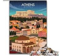 1000 Pieces Jigsaw Puzzle For Adults Teens Athens Greece Travel Art,Family Game Stress Reliever Difficult Challenge Enhance Love between Couples 50x75cm