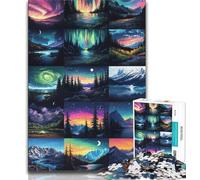 1000 Pieces Jigsaw Puzzle for Adults& Teens Aurora Collage,Challenging To Complete But Fun And Humorous Unique Birthday And Gifts (38x26cm)