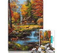 1000 Pieces Jigsaw Puzzle For Adults Teens Autumn Forest,Stress Reliever Difficult Challenge Every Piece Is Unique - Challenging Family Fun Game 38x26cm