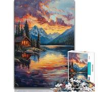 1000 Pieces Jigsaw Puzzle For Adults Teens Autumn Wooden House,Help The Brain Exercise Addictive Toys to Cultivate Patience Artists Collection,Fine Art 38x26cm