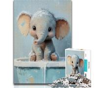 1000 Pieces Jigsaw Puzzle for Adults& Teens Baby Elephant Taking A Bath Teenager Puzzles,Family Entertainment Toys with Matching Poster And Trivia Sheet (size 75x50cm)
