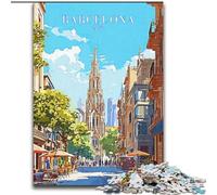1000 Pieces Jigsaw Puzzle for Adults& Teens Barcelona Spain Travel, Challenging Game And Family Play with Fully Interlocking Randomly Shaped Pieces 50x75cm