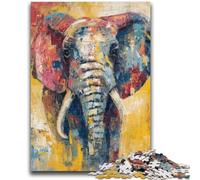 1000 Pieces Jigsaw Puzzle for Adults& Teens Basquiat-style Elephant Family Game Stress Reliever Difficult Challenge Secret Santa Gifts 26x38cm