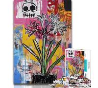 1000 Pieces Jigsaw Puzzle for Adults& Teens Basquiat-style Flowers And Skulls,Educational Games Home Decoration for Is Ideal As A Gift for The Whole Family 38x26cm