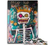 1000 Pieces Jigsaw Puzzle for Adults& Teens Basquiat-style King Skull 1000 Piece Puzzle,with Matching Poster And Trivia Sheet for Ages 14+ (50x75cm)