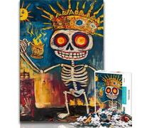 1000 Pieces Jigsaw Puzzle for Adults& Teens Basquiat-style Skull Crown,Challenging To Complete But Fun And Humorous Birthday Present,Gifts,Wall Art 38x52cm