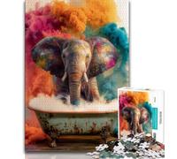 1000 Pieces Jigsaw Puzzle for Adults& Teens Bathing Elephant,for Educational Game Challenge Toy Birthday Present,Gifts,Wall Art 38X26CM