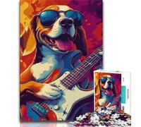 1000 Pieces Jigsaw Puzzle For Adults Teens Beagle Playing Guitar 1000 Piece Puzzle,Game Toys Every Piece Is Unique - Challenging Family Fun Game (size 75x50cm)