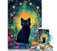 1000 Pieces Jigsaw Puzzle for Adults& Teens Beautiful Black Cat,Help The Brain Exercise Addictive Toys to Cultivate Patience Perfect Decoration 50x75cm