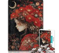 1000 Pieces Jigsaw Puzzle for Adults& Teens Beautiful Girl with Flowers,Toys Educational Games Stress Relieving Unique Birthday And Gifts (38x26cm)
