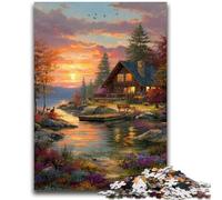 1000 Pieces Jigsaw Puzzle For Adults Teens Beautiful Log Cabin Puzzles for Adults,Stress Reliever Staycation Kill Time Wishlist with Santa Claus (38x26cm)