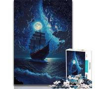 1000 Pieces Jigsaw Puzzle for Adults& Teens Beautiful Pirate Ship Teenager Puzzles,Educational Games Home Decoration Suitable for Desktop Decoration (size 75x50cm)