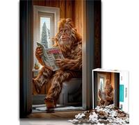 1000 Pieces Jigsaw Puzzle for Adults& Teens Bigfoot on The Toilet Puzzles for Teenagers,Secret Santa Gifts for Age 14 Years Up 38x26cm