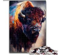 1000 Pieces Jigsaw Puzzle for Adults& Teens Bison Ink Painting, Learning Educational for Is Ideal As A Gift for The Whole Family (Size50x75cm)