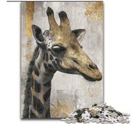 1000 Pieces Jigsaw Puzzle for Adults& Teens Black And Gold Giraffe, Family Activity Unique Home Decor And Gifts for Ages 14+ (Size 26x38cm)