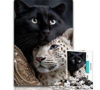1000 Pieces Jigsaw Puzzle for Adults& Teens Black And White Leopard 1000 Pieces for Adults,Fun Games Wall Decoration Unique Birthday And Xmas Gifts (size 75x50cm)