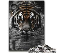 1000 Pieces Jigsaw Puzzle for Adults& Teens Black And White Tiger Learning Educational Toy for Is Ideal As A Gift for The Whole Family 26x38cm