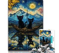 1000 Pieces Jigsaw Puzzle For Adults Teens Black Cat Art Jigsaw,Challenging Game Toys Wall Decoration Unique Birthday And Xmas Gifts (size 38x26cm)