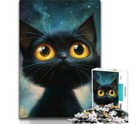 1000 Pieces Jigsaw Puzzle for Adults& Teens Black Cat in The City Puzzles for Teenagers,Secret Santa Gifts for Age 14 Years Up 38x26cm