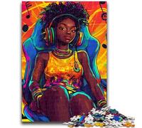 1000 Pieces Jigsaw Puzzle For Adults Teens Black Girl Listening to Music Adult Jigsaw,Challenging Game Toys Wall Decoration Unique Birthday And Xmas Gifts (75x50cm)