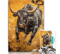1000 Pieces Jigsaw Puzzle for Adults& Teens Black Gold Bull 1000 Pieces for Adults,Challenging Game Toys Wall Decoration Unique Birthday And Xmas Gifts 75x50cm