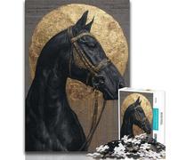 1000 Pieces Jigsaw Puzzle for Adults& Teens Black Golden Horse,Educational Games Home Decoration Is Ideal As A Gift for The Whole Family (38x26cm)
