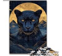1000 Pieces Jigsaw Puzzle for Adults& Teens Black Panther Under The Moon, Decompressing Intellectual Educational Toy Is Ideal As Gifts for The Whole Family (Size 26x38cm)