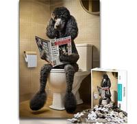 1000 Pieces Jigsaw Puzzle For Adults Teens Black Poodle on The Toilet,Brain Intelligence Challenge Addictive Toys Birthday Present,Gifts,Wall Art (38x26cm)