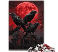 1000 Pieces Jigsaw Puzzle For Adults Teens Blood Moon Crow Puzzles for Teenagers,Educational Games Home Decoration Unique Home Decor And Gifts (50x75cm)