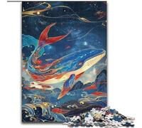 1000 Pieces Jigsaw Puzzle for Adults& Teens Blue Whale with Feathers, for Age 14 Years And over Home Decor As A Gift for The Whole Family And Friends (Size 50x75cm)