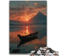 1000 Pieces Jigsaw Puzzle for Adults& Teens Boat at Sunset 1000 Pieces for Teenagers,Brain Teaser - Birthday Gift for Men (75x50cm)