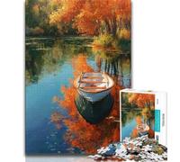 1000 Pieces Jigsaw Puzzle for Adults& Teens Boat in Autumn Adult Jigsaw,Educational Toys & Games for Adults And Teenagers 75x50cm