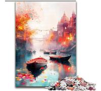 1000 Pieces Jigsaw Puzzle for Adults& Teens Boat Oil Painting, Family Activity Unique Home Decor And Gifts for Ages 14+ (Size 50x75cm)