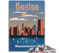1000 Pieces Jigsaw Puzzle for Adults& Teens Boston City Massachusetts 1000 Pieces for Adults,Fun Activity for Home, Rainy Days Toys, Birthday Gifts (50x75cm)