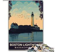 1000 Pieces Jigsaw Puzzle for Adults& Teens Boston Lighthouse,Educational Games Home Decoration for Is Ideal As A Gift for The Whole Family 38x52cm
