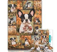 1000 Pieces Jigsaw Puzzle For Adults Teens Boston Terrier Dog Collage Puzzles for Adults,Relax Games Is Ideal As A Gift for The Whole Family 50x75cm