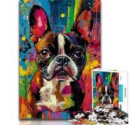 1000 Pieces Jigsaw Puzzle For Adults Teens Boston Terrier Dog,Help The Brain Exercise Addictive Toys to Cultivate Patience Perfect Decoration (38x26cm)