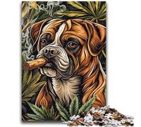 1000 Pieces Jigsaw Puzzle for Adults& Teens Boxer Dog Smoking Educational Family Game Deal As Gifts for The Whole Family for And Age 14 Years Up 50x75cm