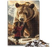 1000 Pieces Jigsaw Puzzle for Adults& Teens Brown Bear And Little Girl Challenging Game And Family Play A Work of Art for Age 14 26X38CM