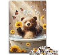 1000 Pieces Jigsaw Puzzle For Adults Teens Brown Bear in The Bathroom Teenager Jigsaw,Classic Educational Games Beautiful Decoration (50x75cm)