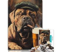 1000 Pieces Jigsaw Puzzle for Adults& Teens Bull Mastiff Dog Smoking 1000 Piece Jigsaw,Challenging Game Gifts for Is Ideal As A Gift for The Whole Family 26x38cm