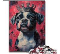 1000 Pieces Jigsaw Puzzle For Adults Teens Bulldog Wearing A Crown, Learning Educational Toys Unique Birthday And Gifts for Age 14+ (Size 26x38cm)