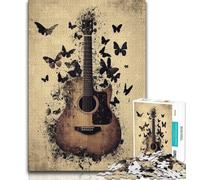 1000 Pieces Jigsaw Puzzle for Adults& Teens Butterfly Guitar Jigsaw,Stress Reliever Staycation Kill Time Home Decoration Toys (size 75x50cm)